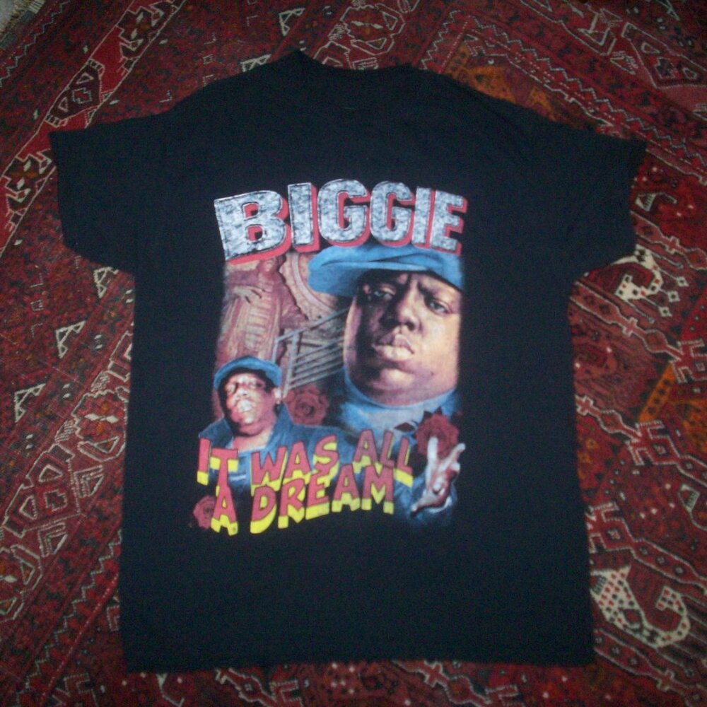 THE NOTORIOUS B.I.G. It Was All a Dream T-SHIRT Crew Neck Cotton Womens M Black